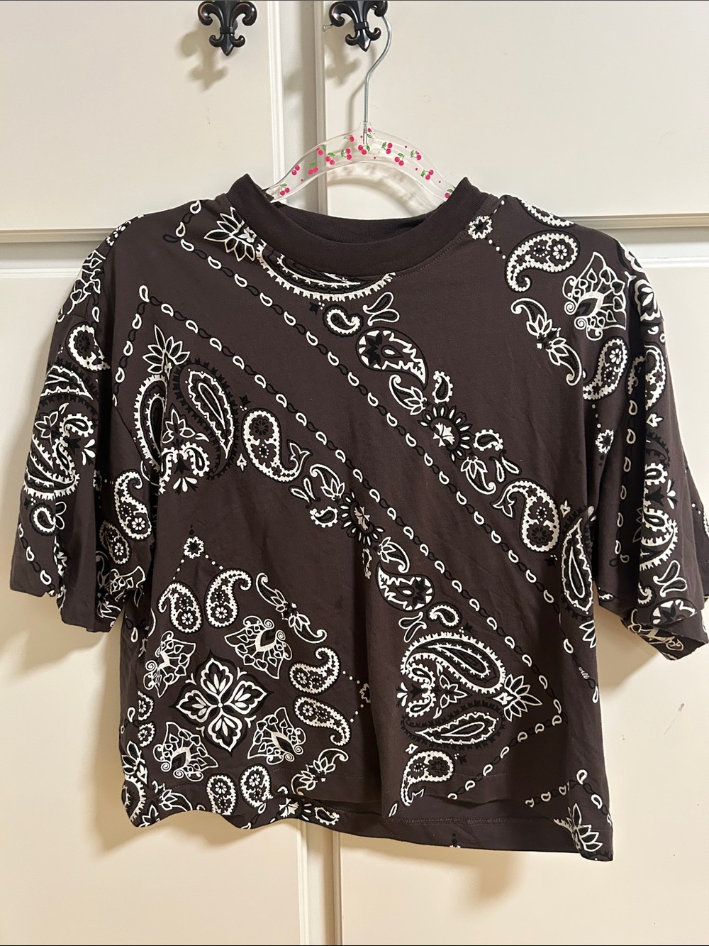 Madewell Brown Bandana Print Crop Tee XS